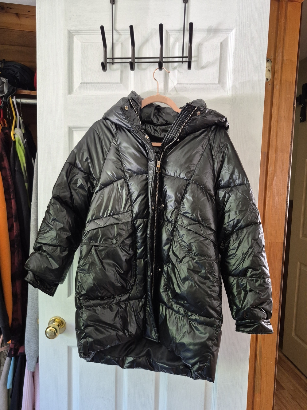 Black Puffer Hooded Coat